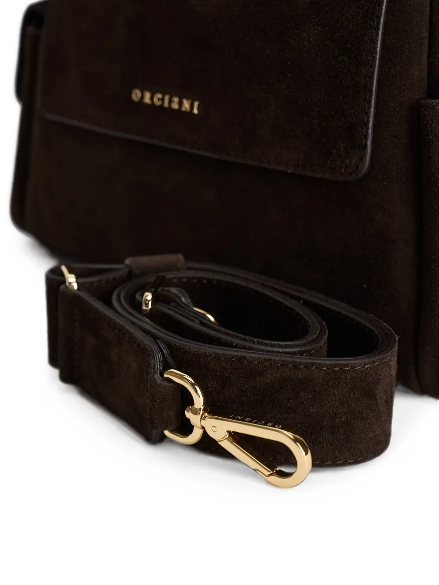 logo-plaque suede tote bag 6