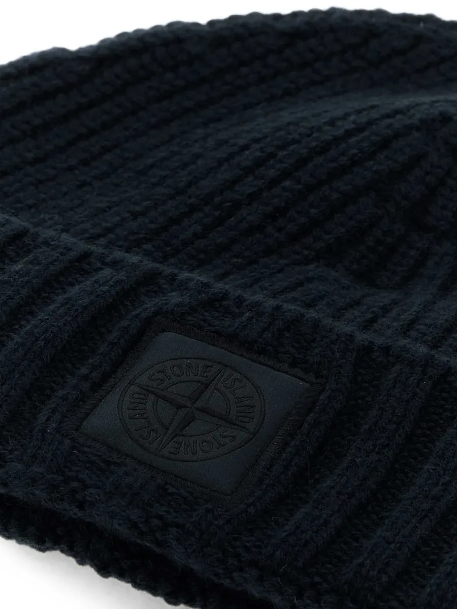 logo-patch ribbed-knit beanie hat 3