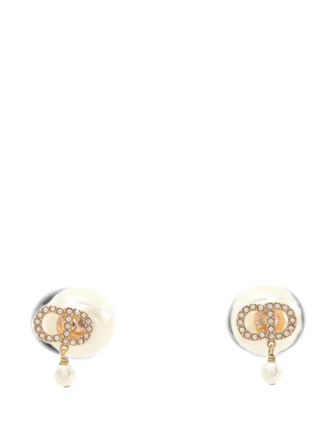 2010s CD logo faux-pearl earrings