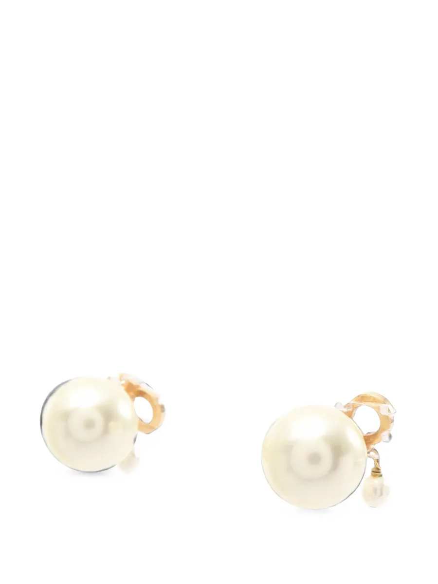 2010s CD logo faux-pearl earrings 2