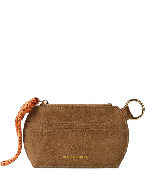 beige suede cardholder