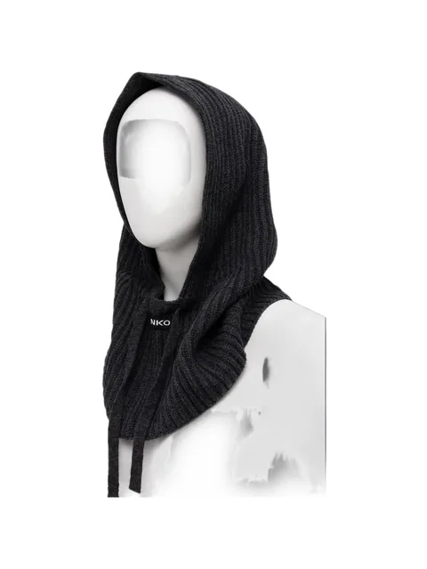 ribbed-knit drawstring balaclava