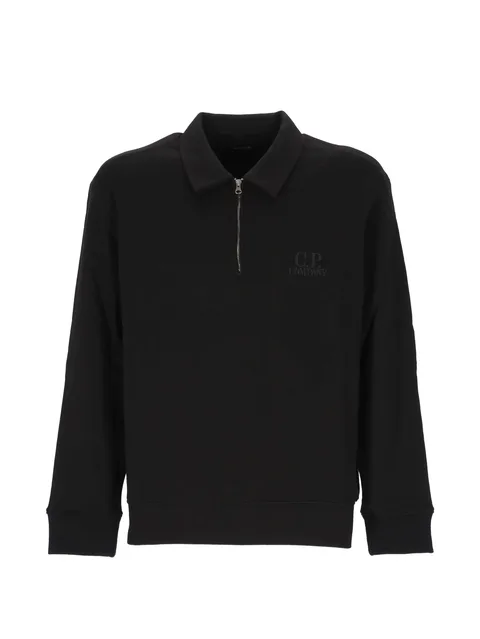 logo-embroidered quarter-zip polo shirt