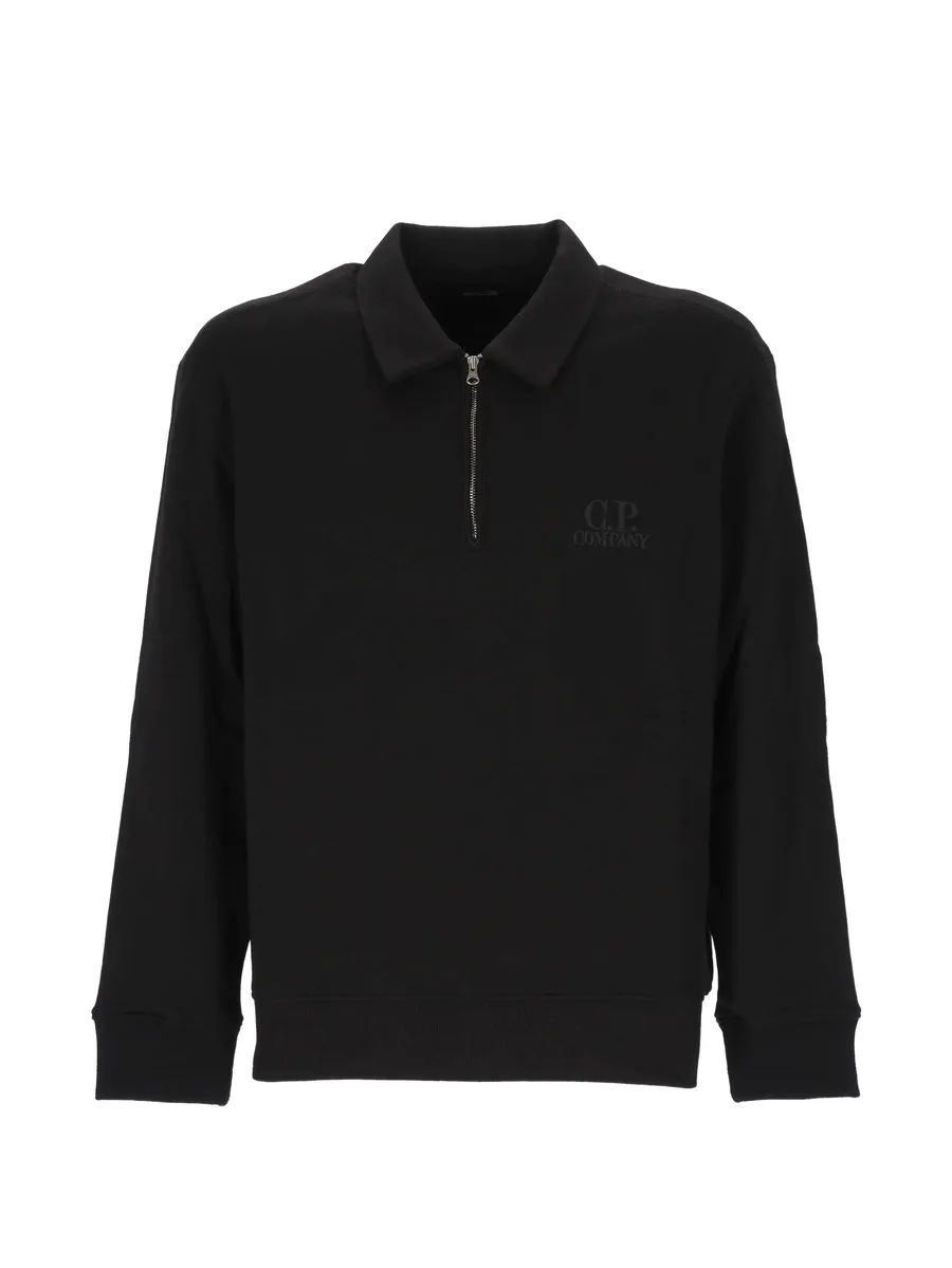 logo-embroidered quarter-zip polo shirt 1
