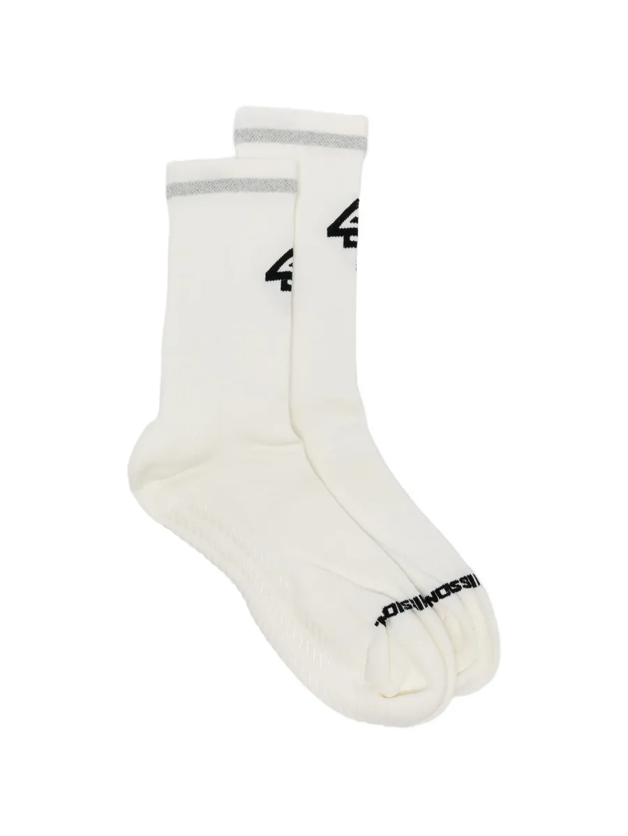 logo-intarsia ribbed-knit socks 1