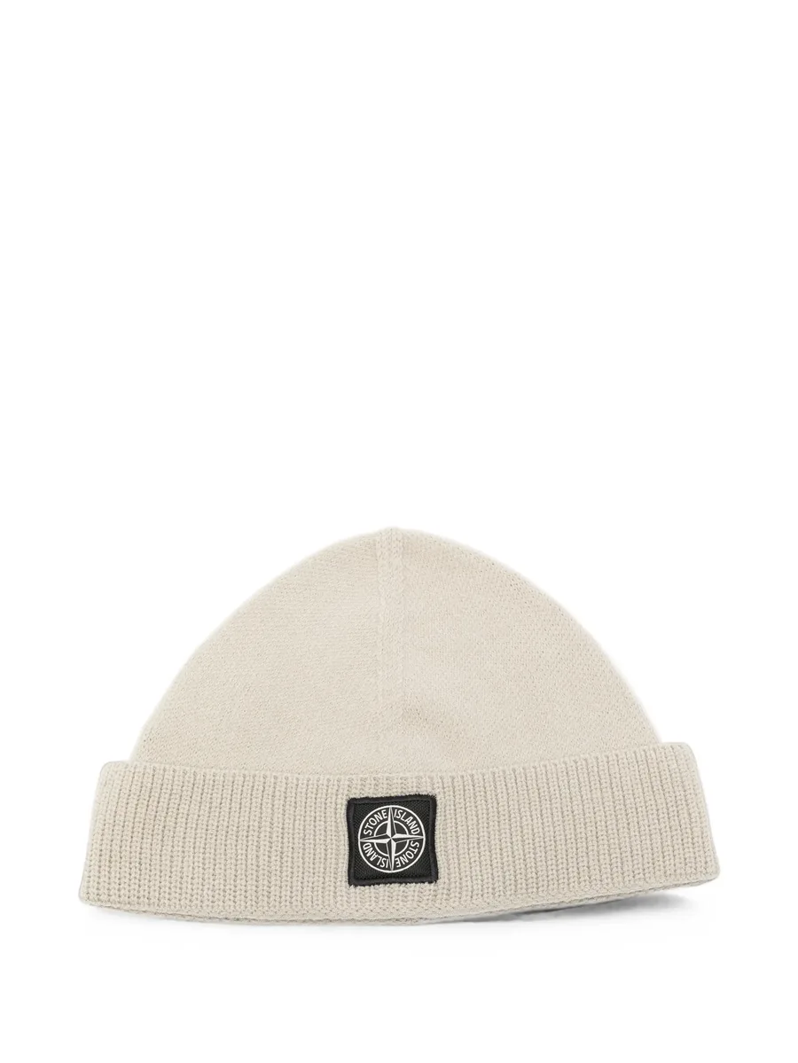 logo-patch ribbed-trim beanie hat 1