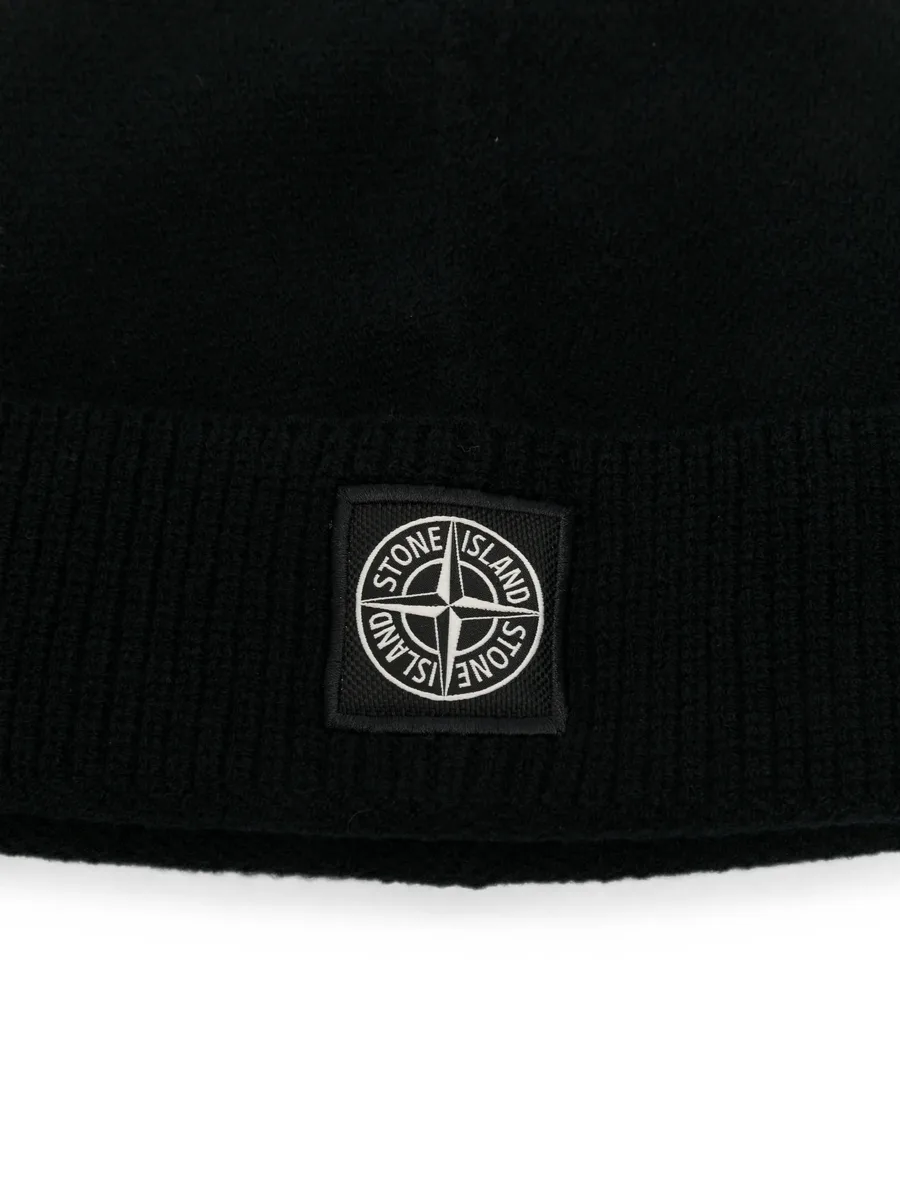 logo-patch ribbed-trim beanie hat 3