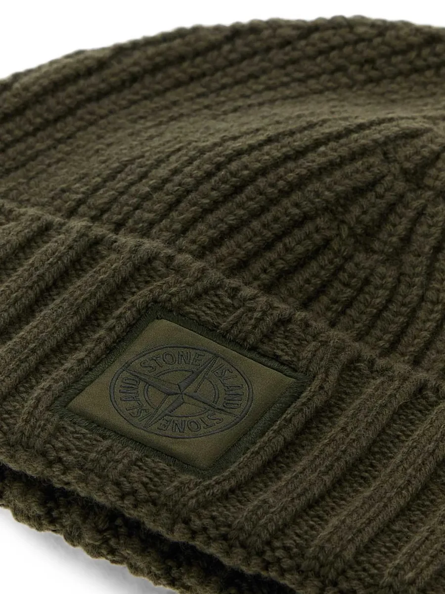 logo-patch ribbed-knit beanie hat 3
