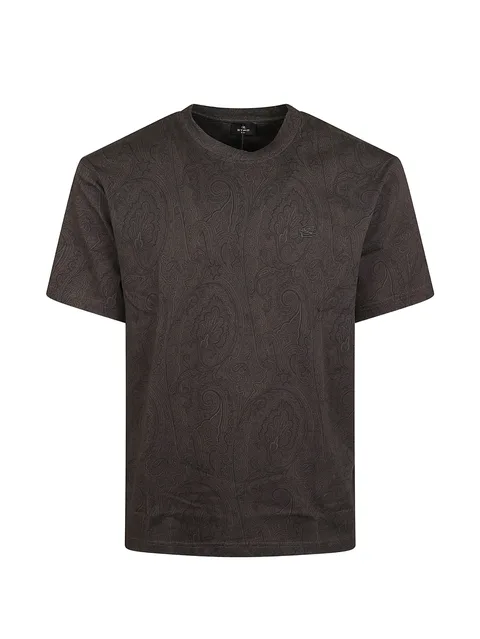 paisley-print logo-embroidered T-shirt