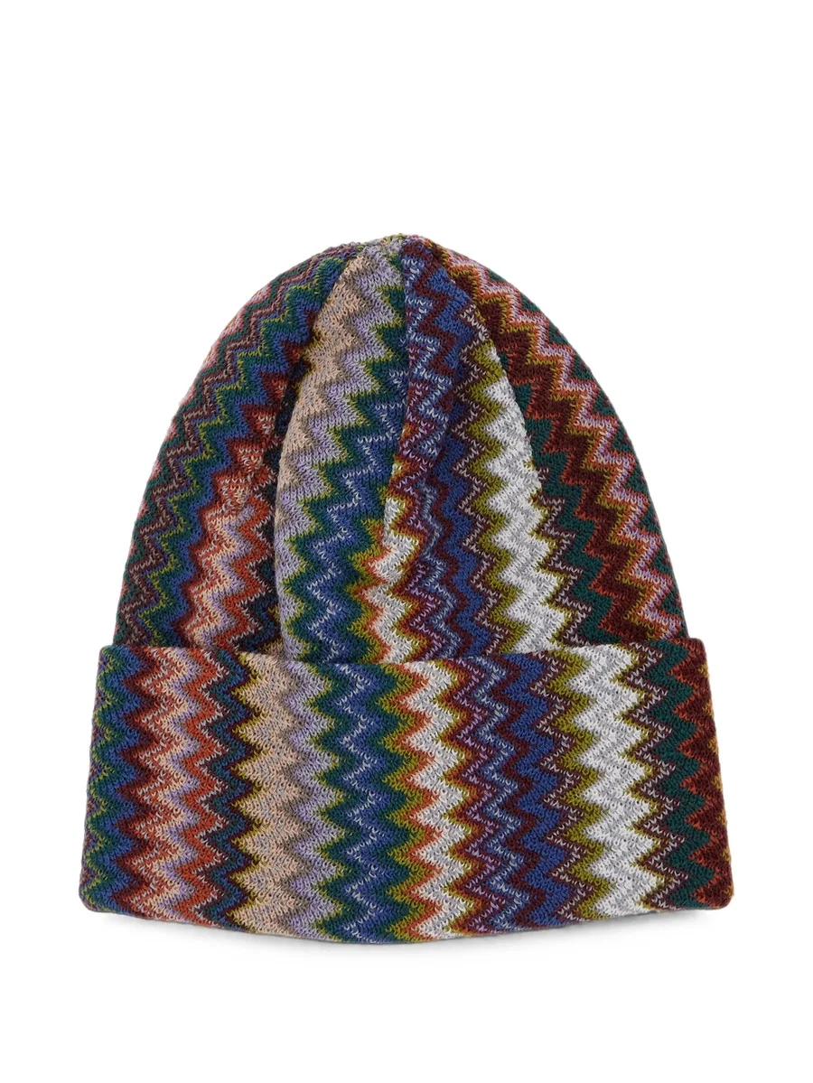 zigzag-knit beanie hat 1