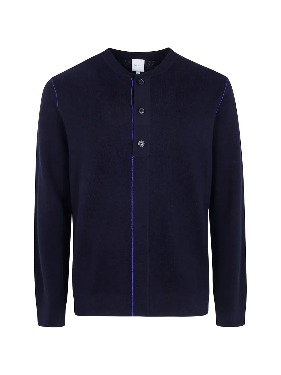 button-placket long-sleeves T-shirt 1