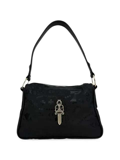 stencil-print dagger-pendant tote bag