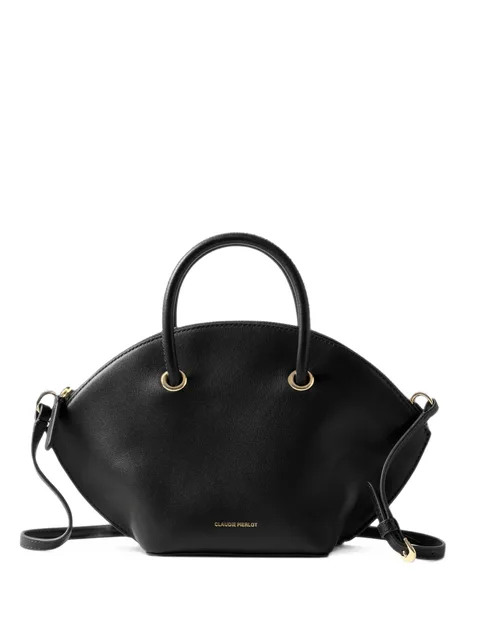 smooth-leather bag with gold rings