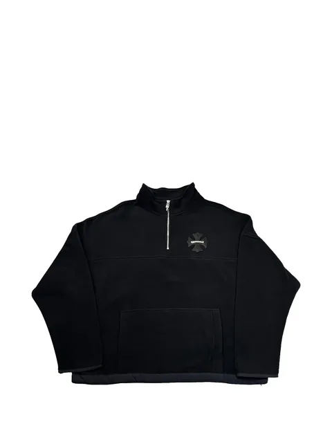 Plus leather-patch fleece sweatshirt