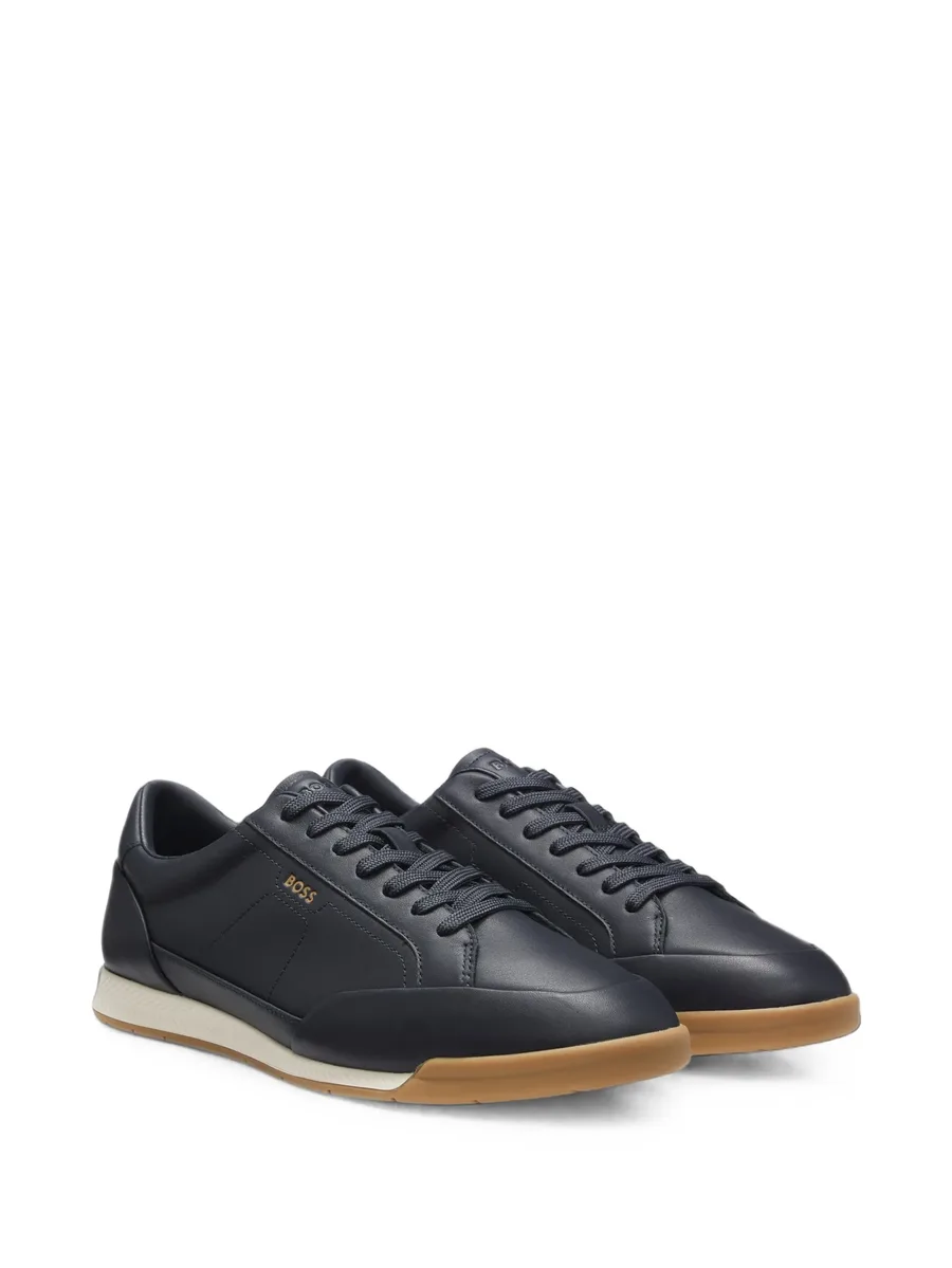 leather sneakers with foil logo 2