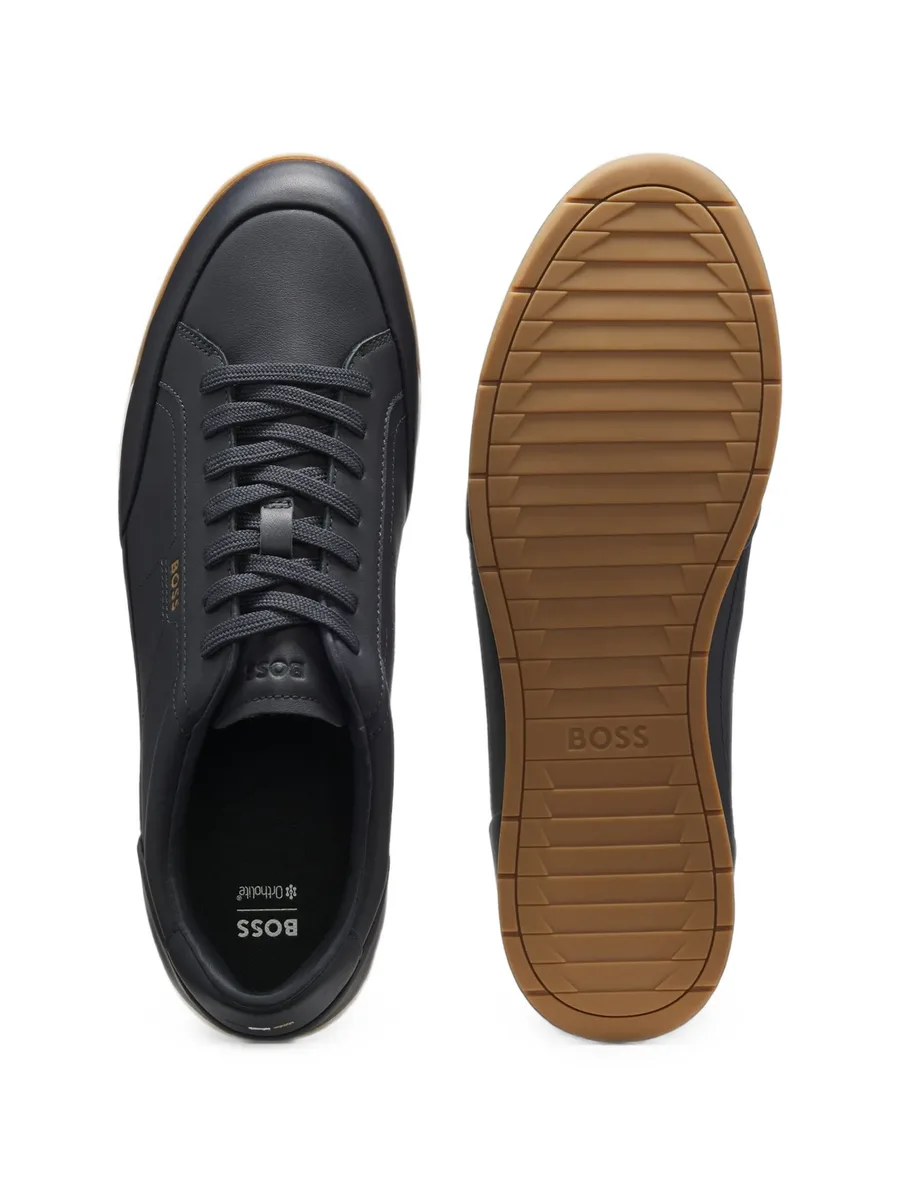 leather sneakers with foil logo 3