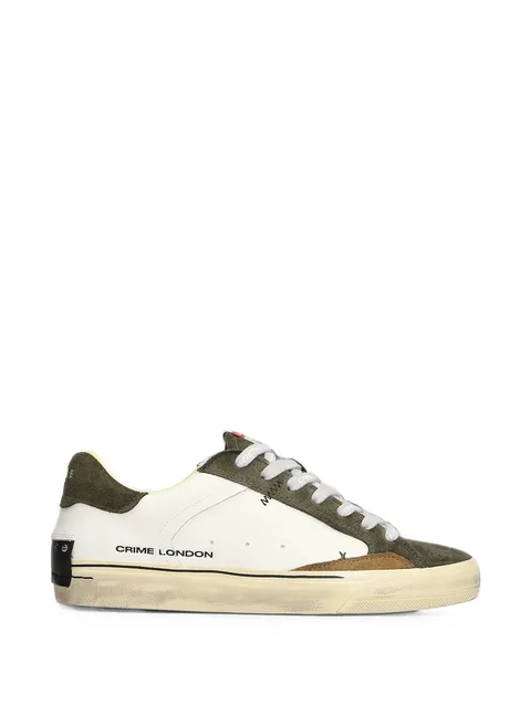 Deconstructed distressed-effect panelled sneakers