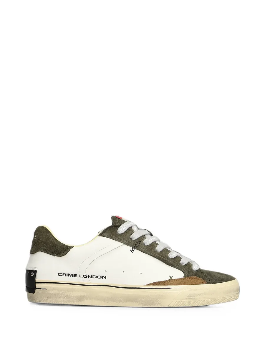 Deconstructed distressed-effect panelled sneakers 1