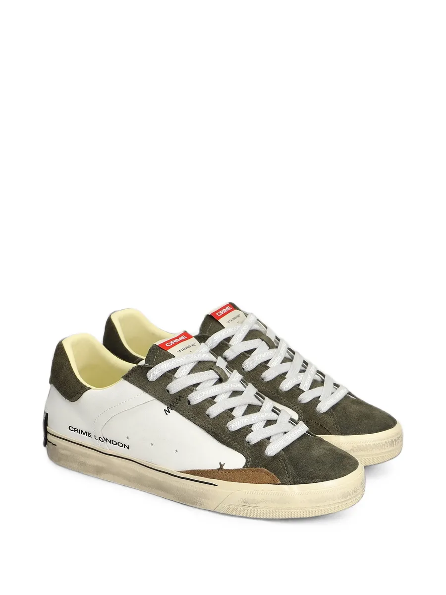 Deconstructed distressed-effect panelled sneakers 2