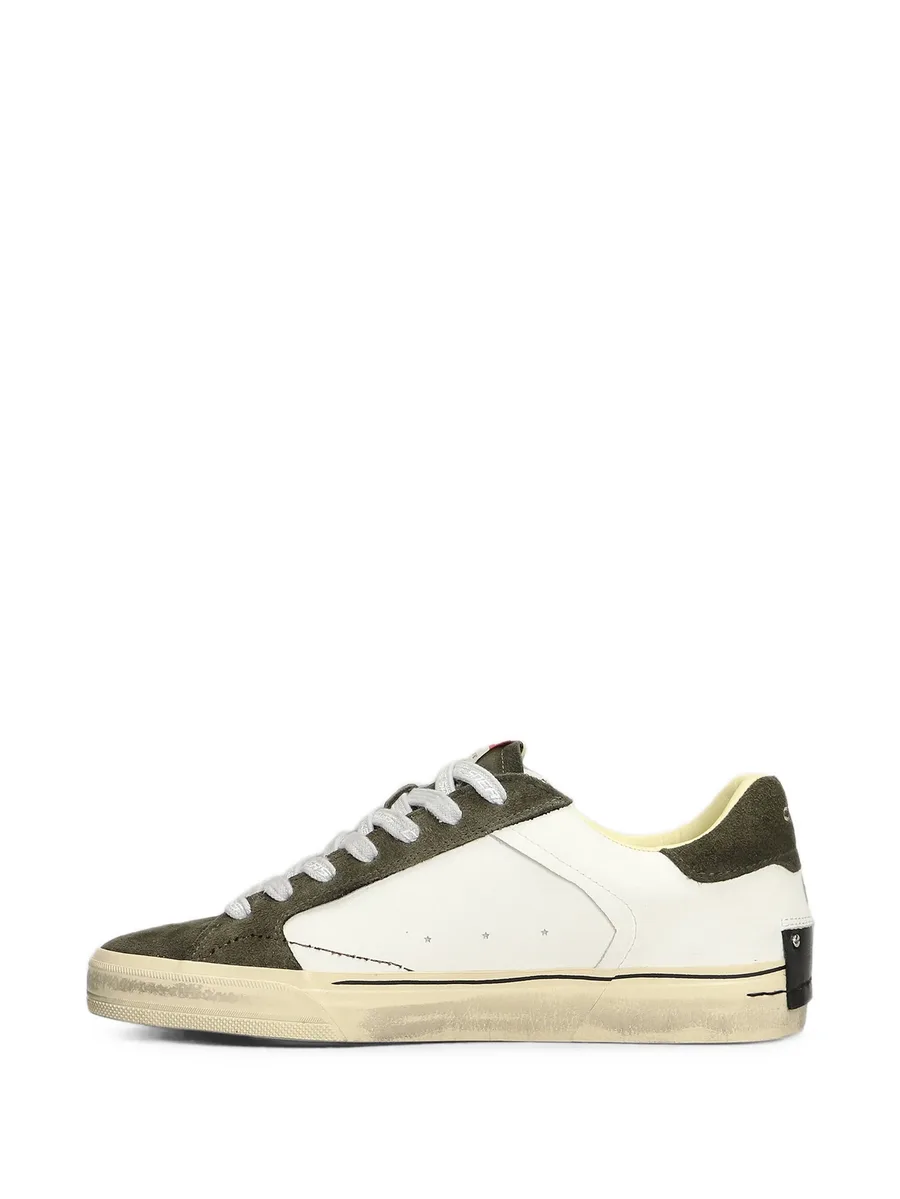 Deconstructed distressed-effect panelled sneakers 3