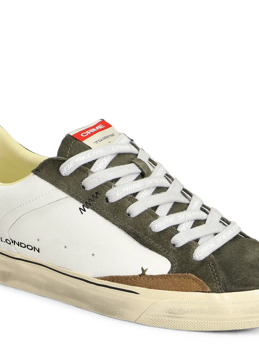 Deconstructed distressed-effect panelled sneakers 5