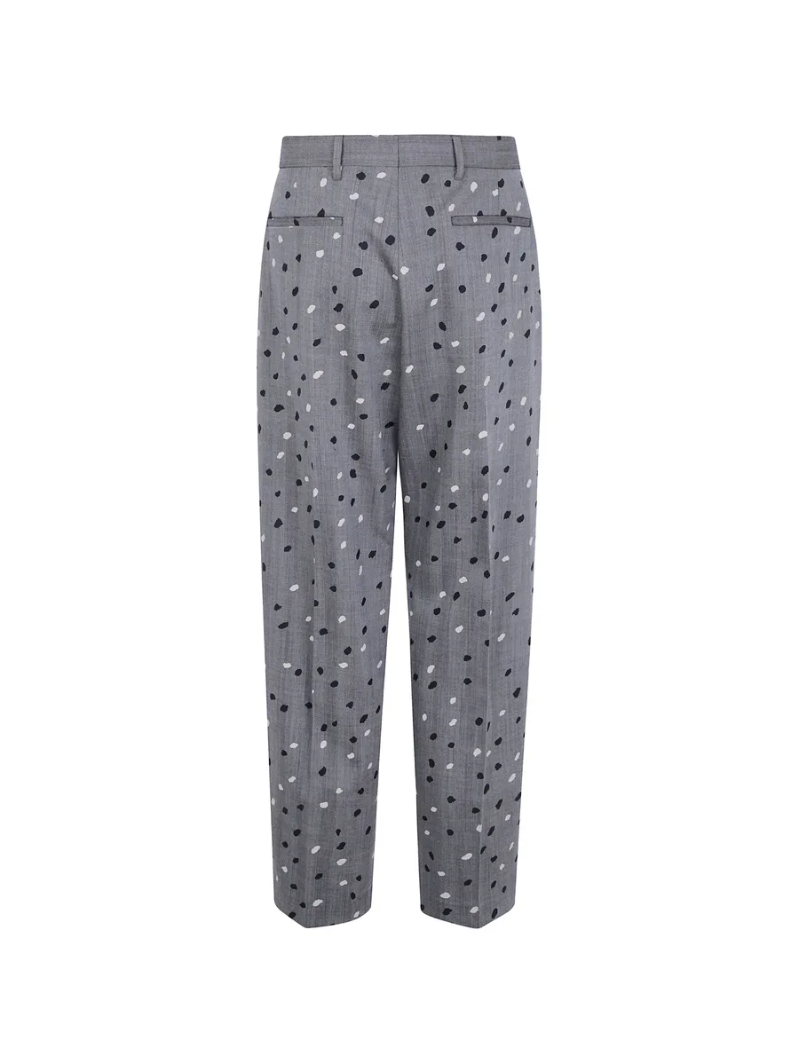 relaxed-fit grey herringbone polka dot trousers 2