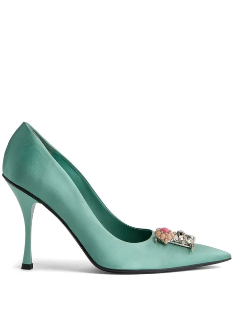 D2 Crystal satin pumps