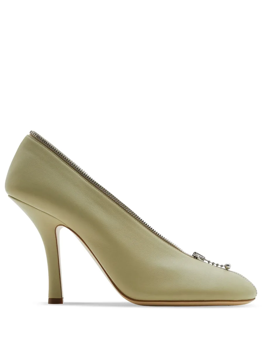 Baby Zip 100mm leather pumps 2
