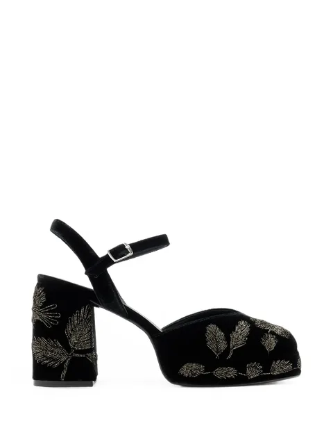 embroidered velvet pumps