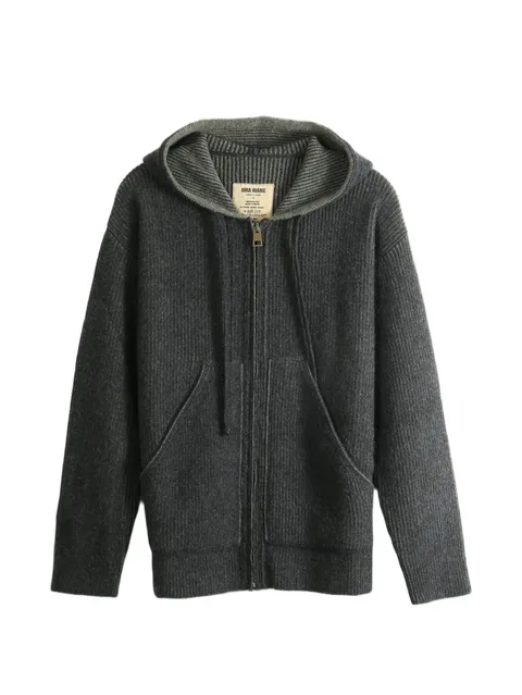 ribbed zip-up hoodie