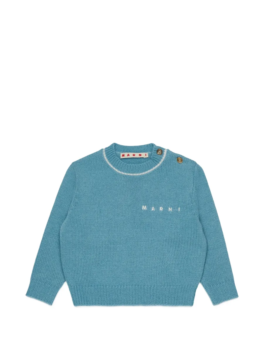 logo-embroidered button-detail sweater 1