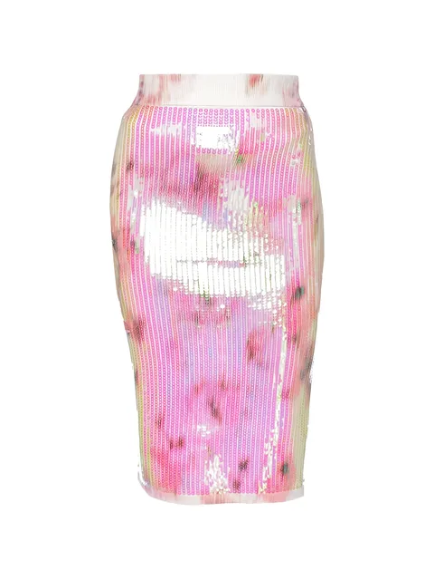 Vivannn printed sequin-embellished skirt