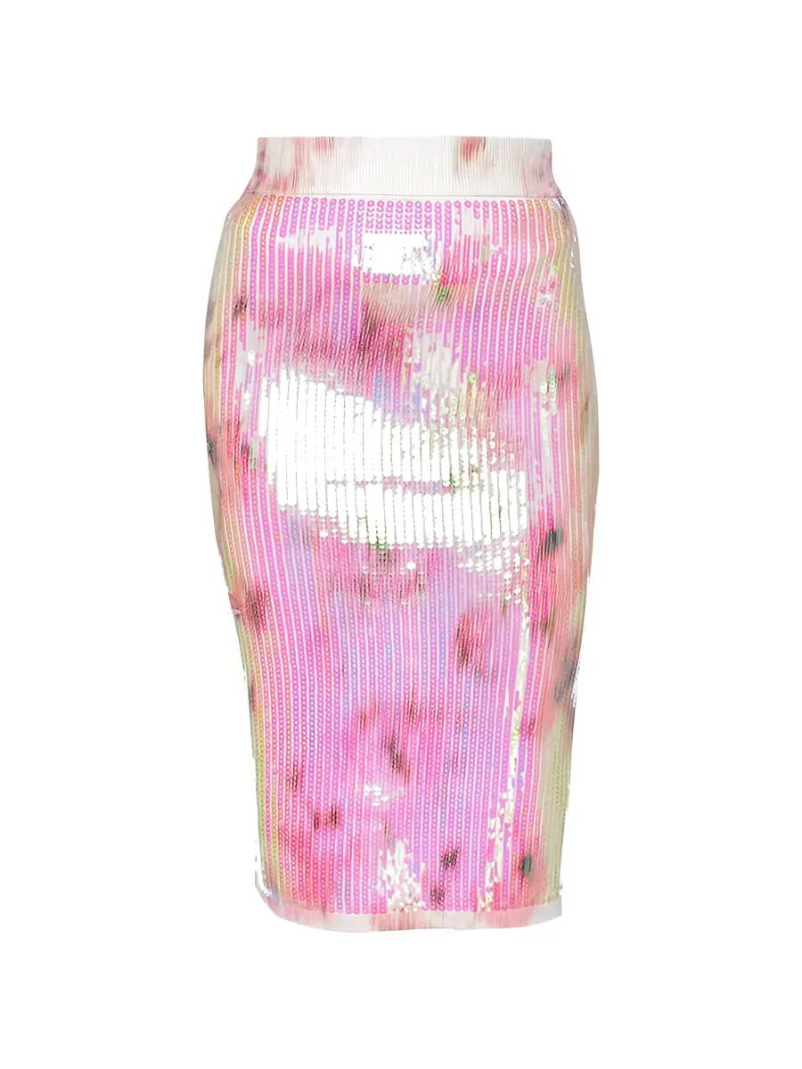 Vivannn printed sequin-embellished skirt 1