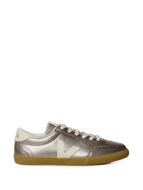 Volley metallic-effect leather sneakers