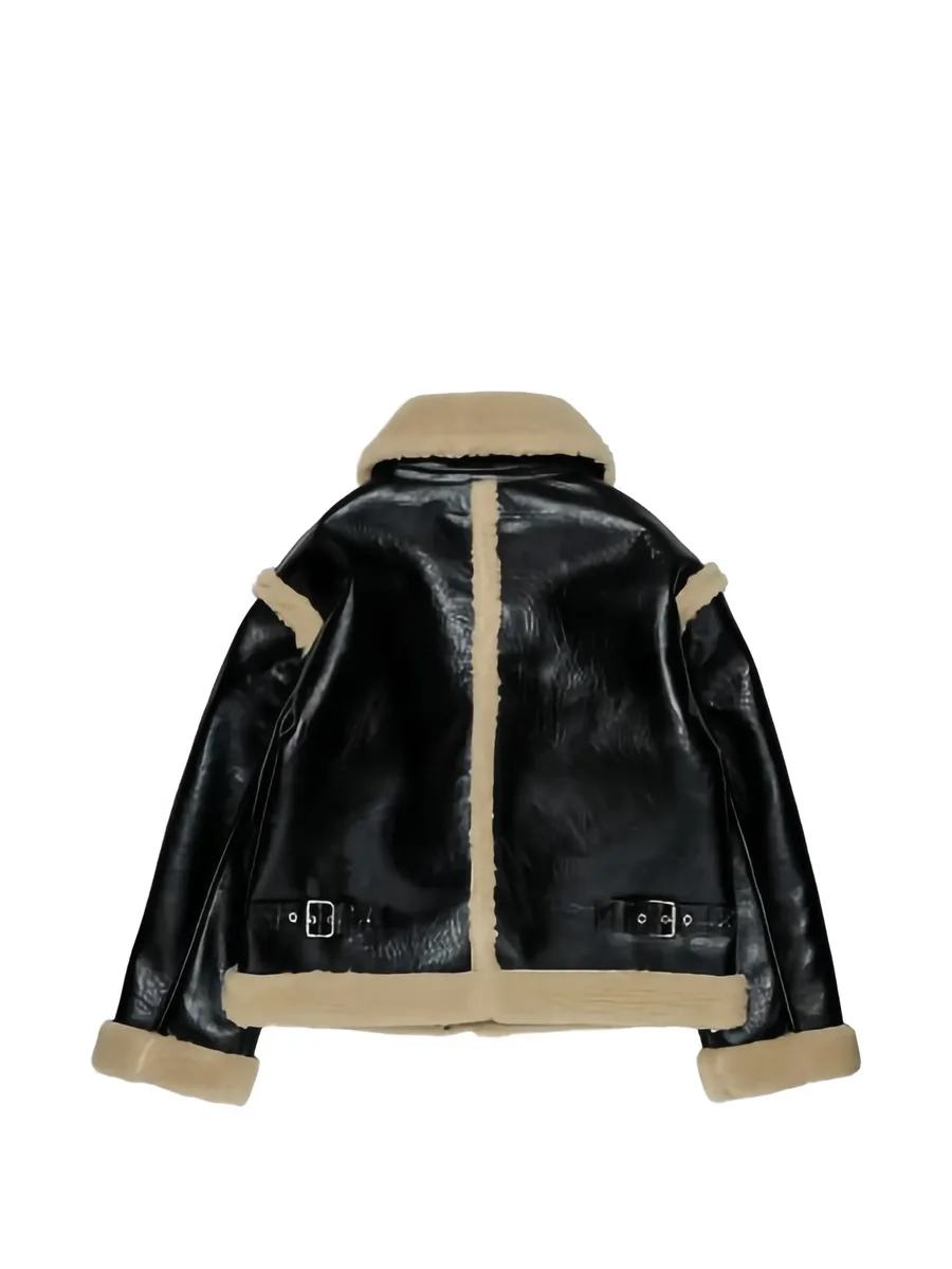 shearling-trim faux-leather jacket 2
