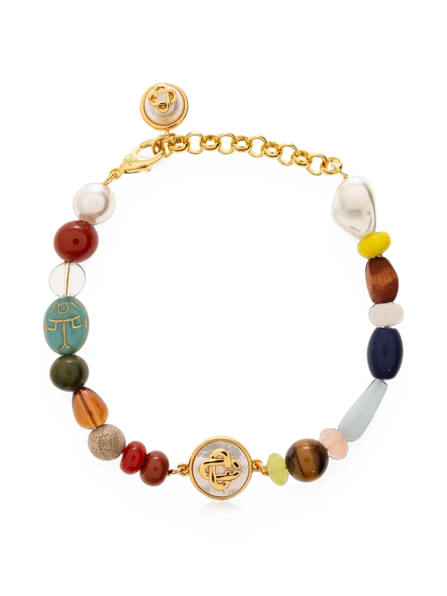 beaded logo-plaque bracelet 1