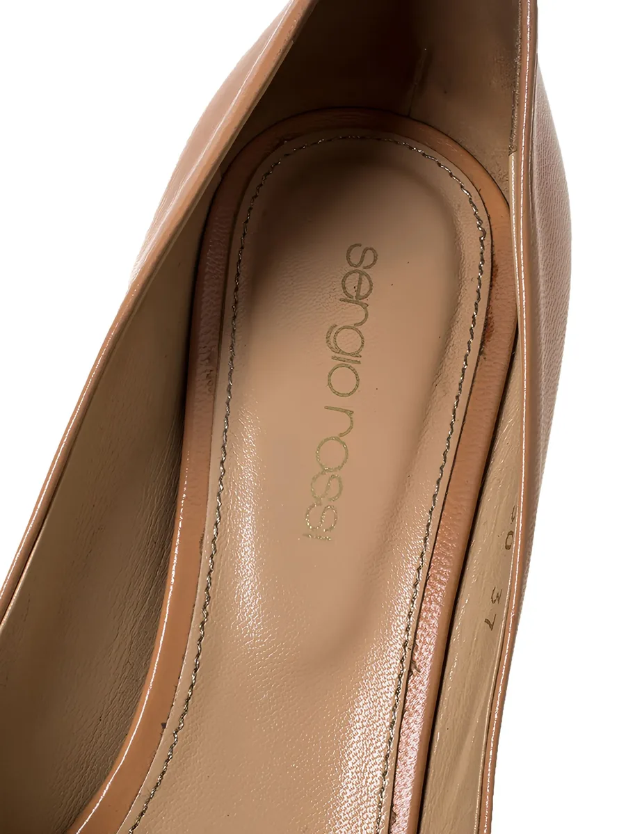 pre-owned 95mm peep-toe leather pumps 12