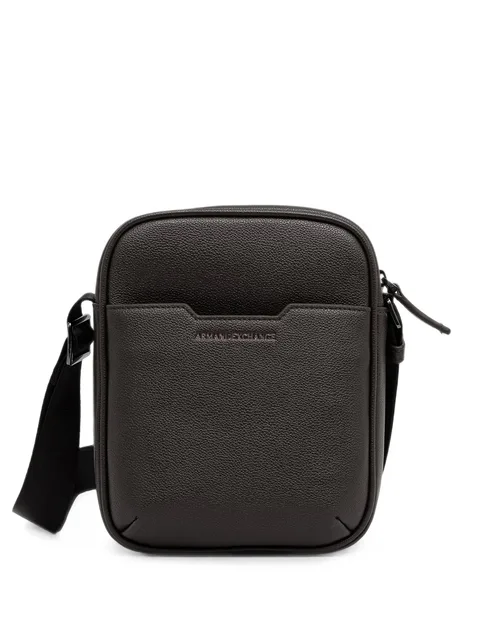 logo-plaque pebbled-effect messenger bag