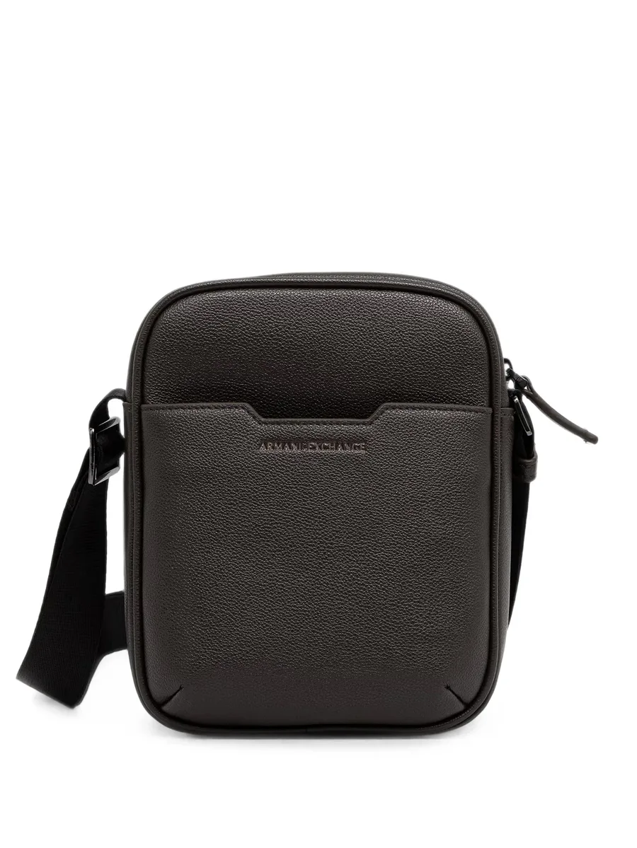 logo-plaque pebbled-effect messenger bag 1