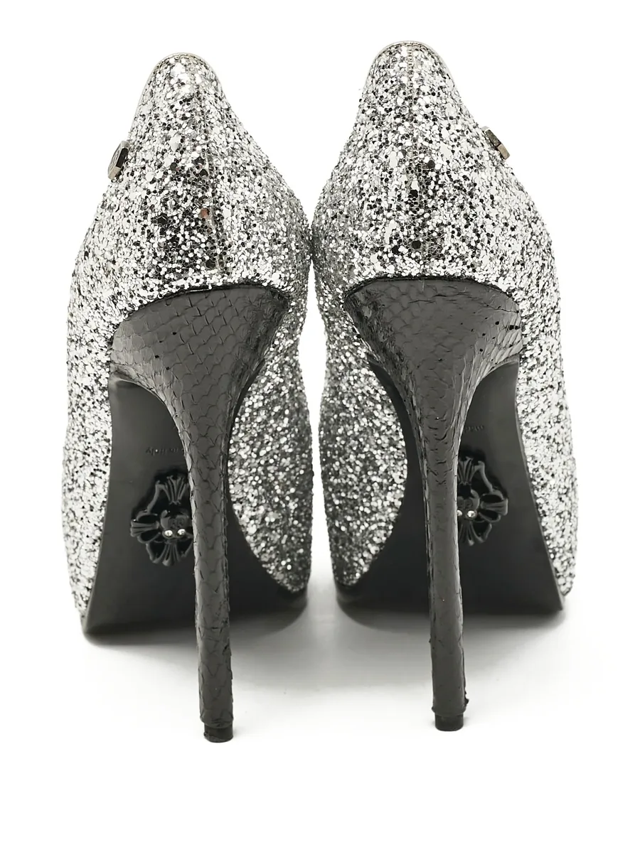 glitter snakeskin pumps 3