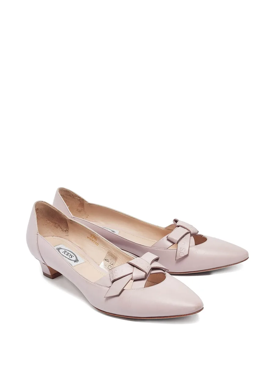 2023 35mm pre-owned leather bow pumps 3