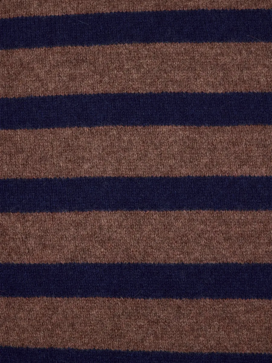brown and navy lambswool stripe neckerchief 2