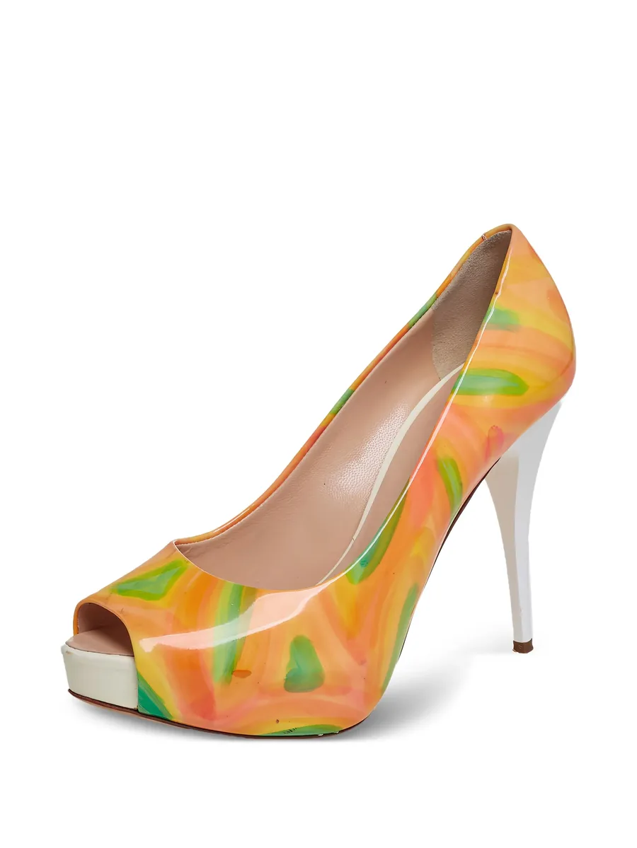 pre-owned 110mm peep-toe platform pumps 3