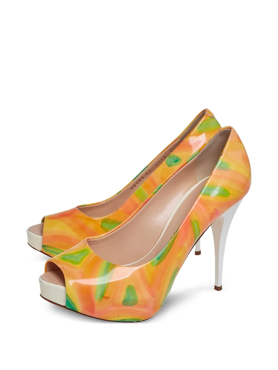 pre-owned 110mm peep-toe platform pumps 6