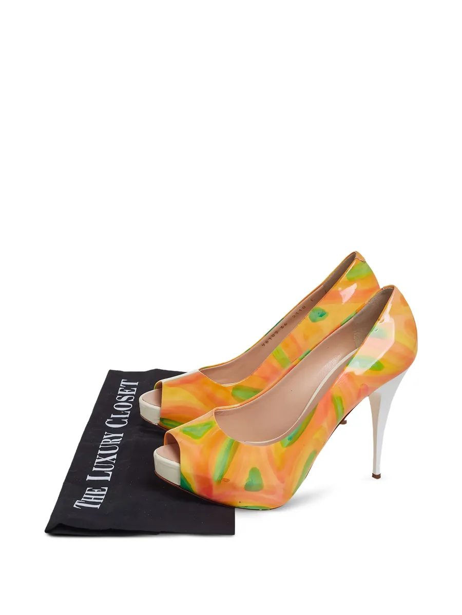 pre-owned 110mm peep-toe platform pumps 13