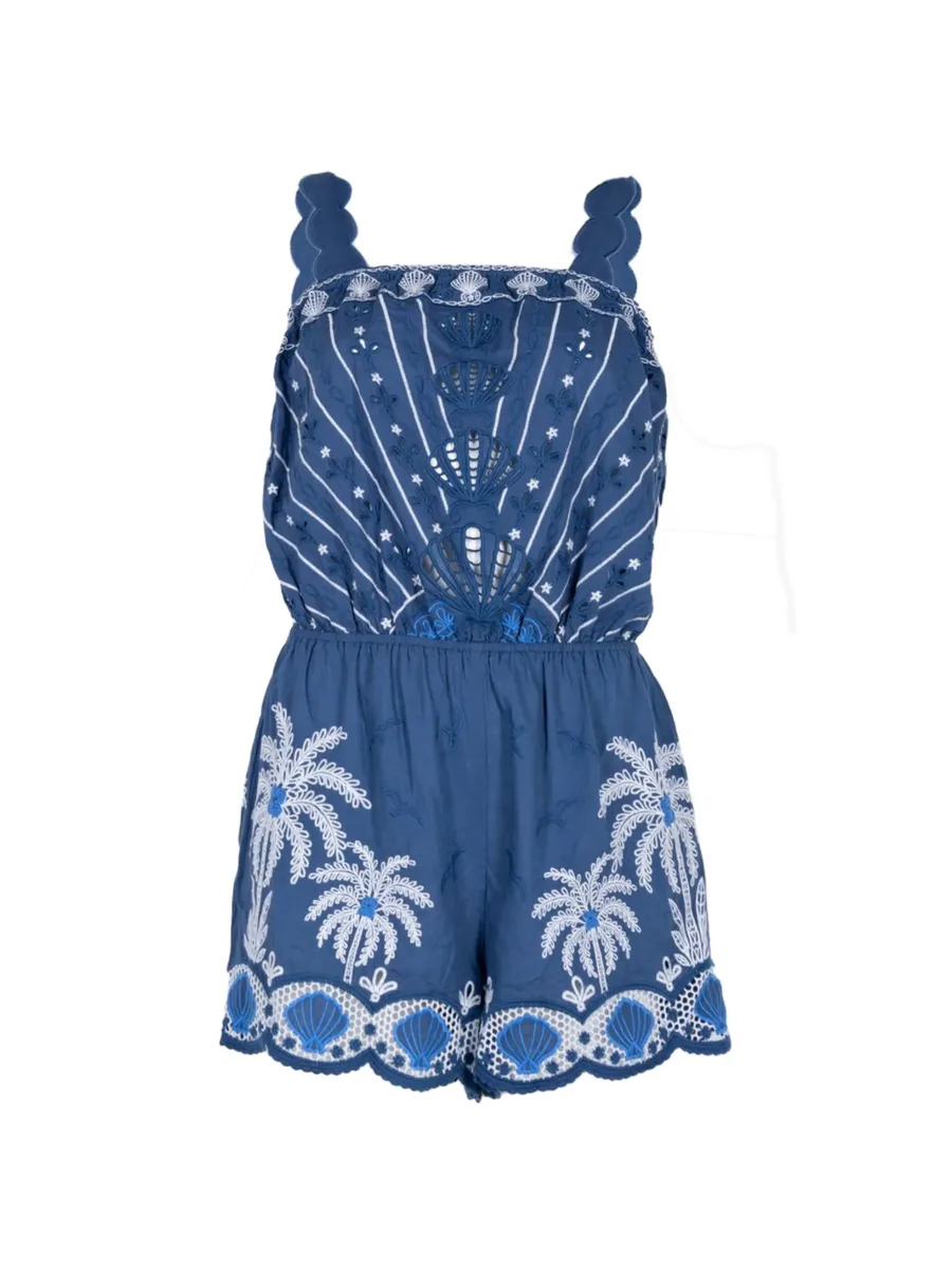 embroidered scalloped-strap romper 1
