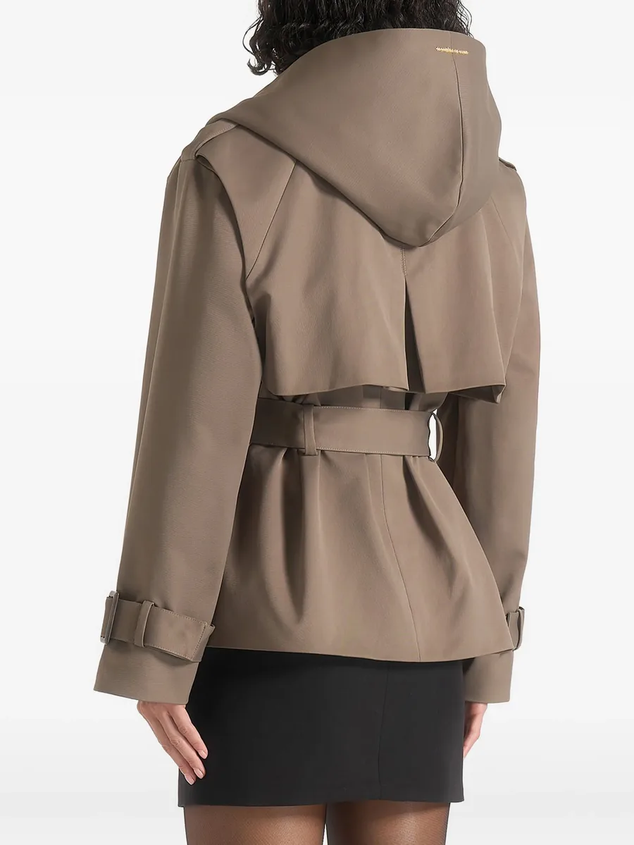 Kassidy in olive hooded double-breasted wool-blend trench coat 3