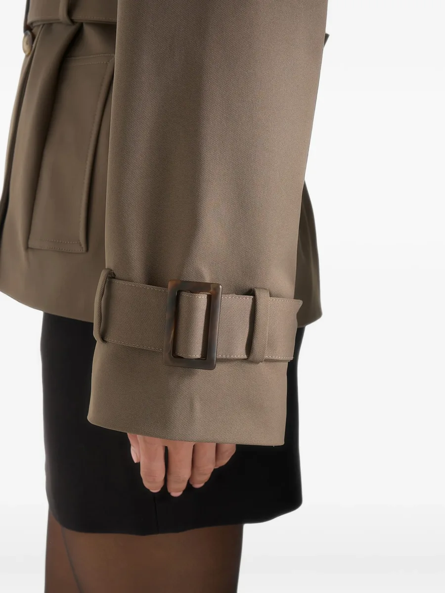 Kassidy in olive hooded double-breasted wool-blend trench coat 4