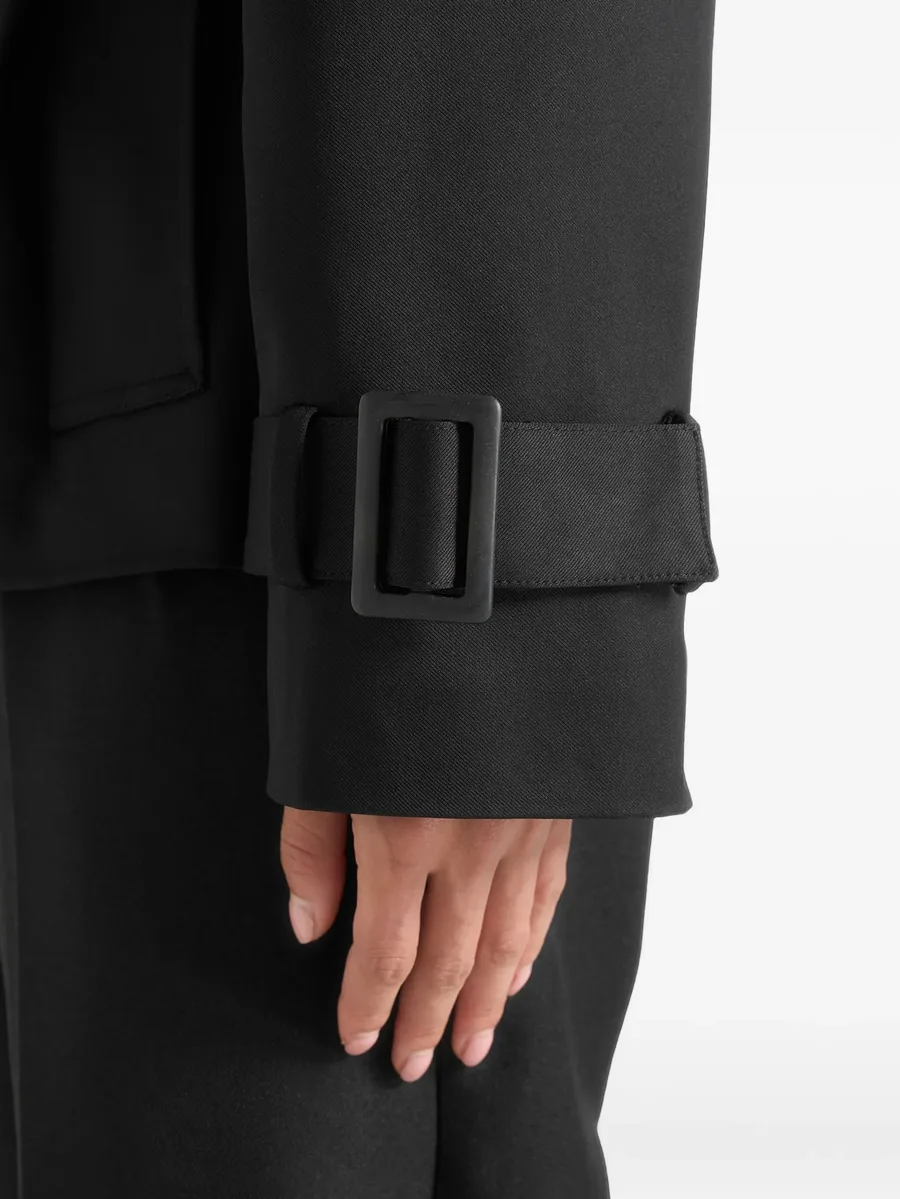 Kassidy in black hooded double-breasted wool-blend trench coat 4
