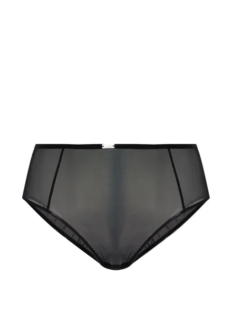 logo-plaque mesh briefs
